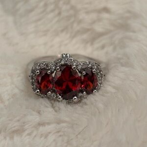 5.50ctw Garnet and Diamonique Diamond Anniversary Ring Size 7. Item 39